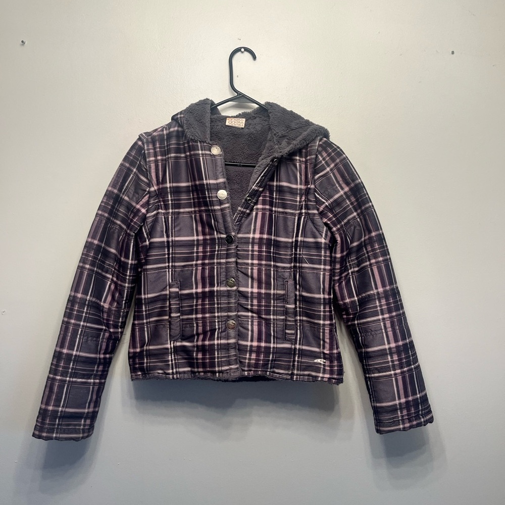 O'Neill Black and Purple Plaid Ski Jacket